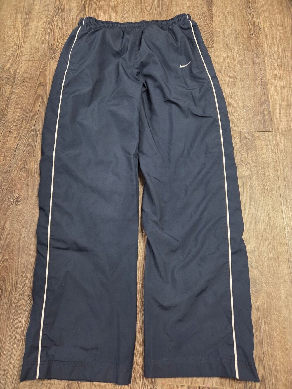 Nike Men's Medium Athletic Track Pants Style 118238 Knit Lined Ankle Zip Navy